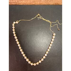 Cultured pearl and gold over sterling silver 26 inch bolo necklace